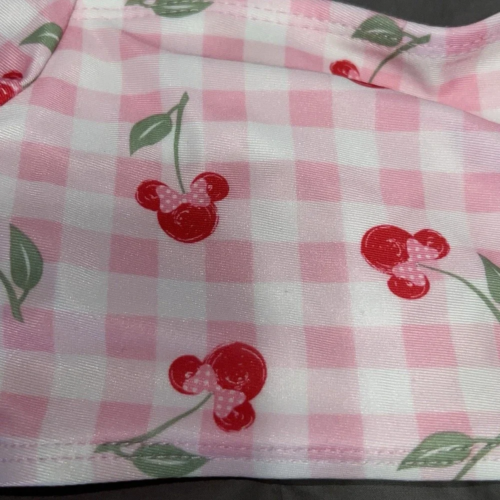 Disney Jr Minnie Mouse 2‎ Piece Swimsuit Pink Cherries Toddler Girls Size 18 M